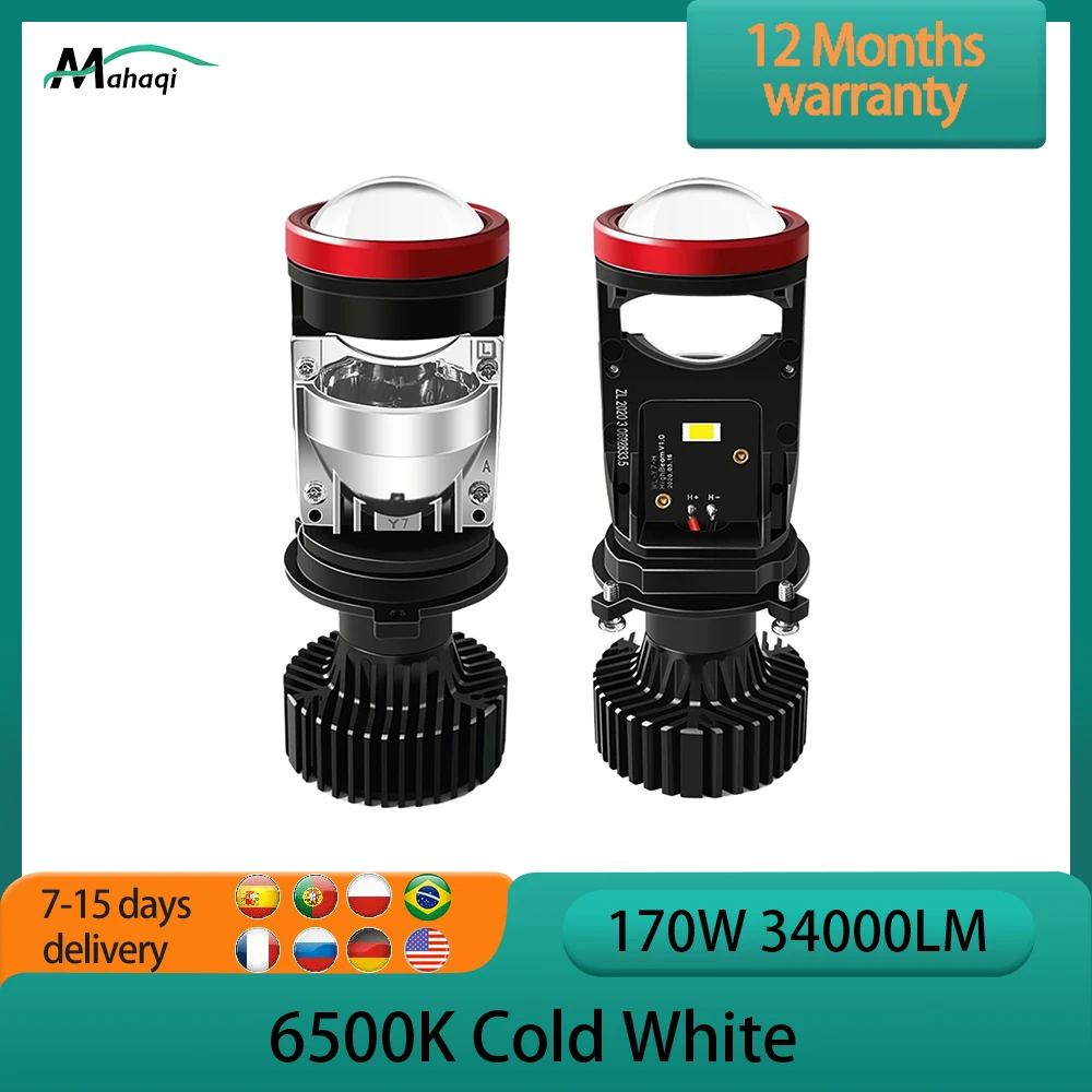 

MAHAQI 170W H4 LED Canbus Car Headlight Mini Projector Lens For Car Motorcycle High Low Beam Auto Fog Lights 34000LM Lamp