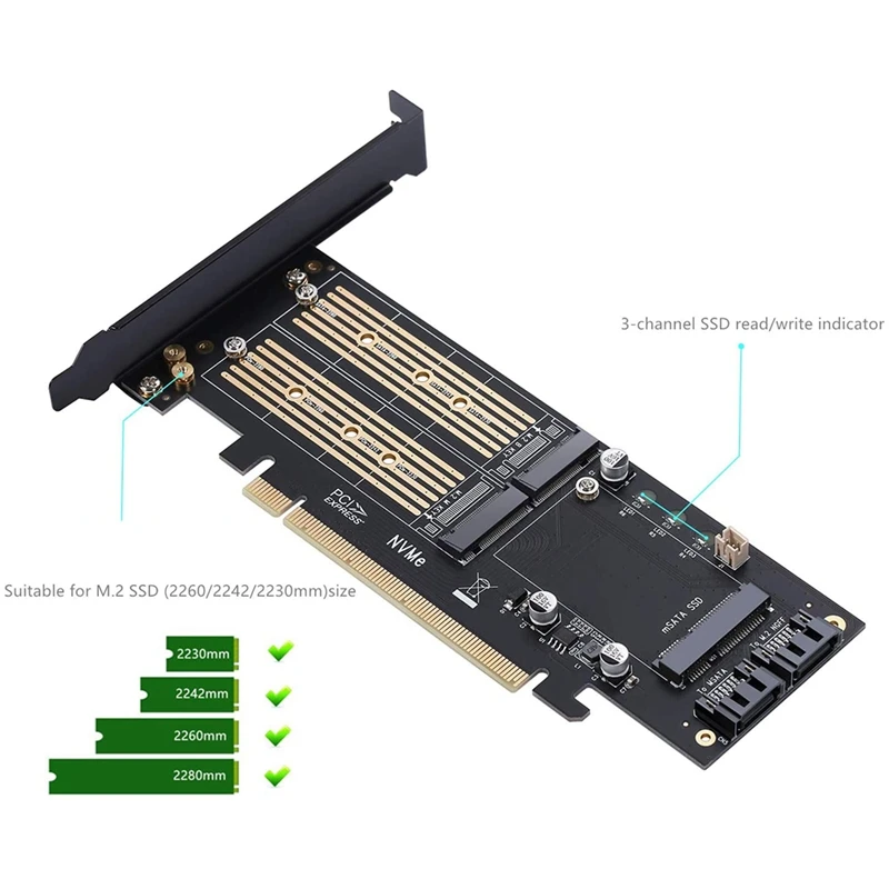 jeyi sk16 m 2 nvme ssd ngff адаптер pci e3 0 x4 m key b key msata плата рас
