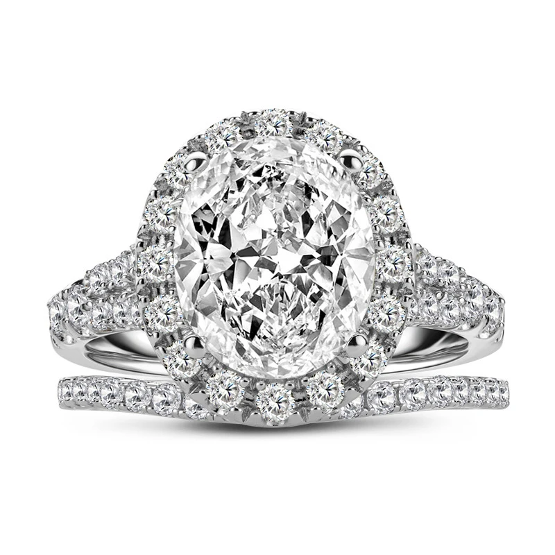 

Knobspin 100% 925 Sterling Silver Oval Cut 2 Carats Engagement Rings For Women High Carbon Diamond Fine Jewelry Wholesale