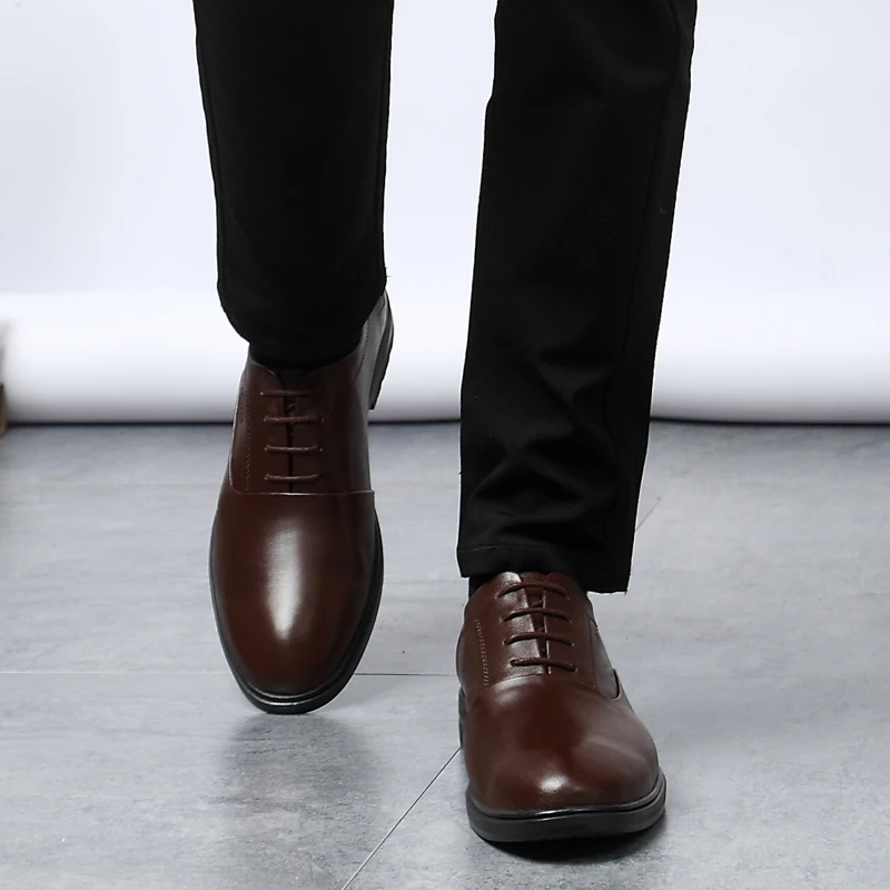 Men's Derby Shoes Genuine Leather 2021 New Formal Male Classics Black Brown Elegant Office For Men Wedding Shoe Man | Обувь