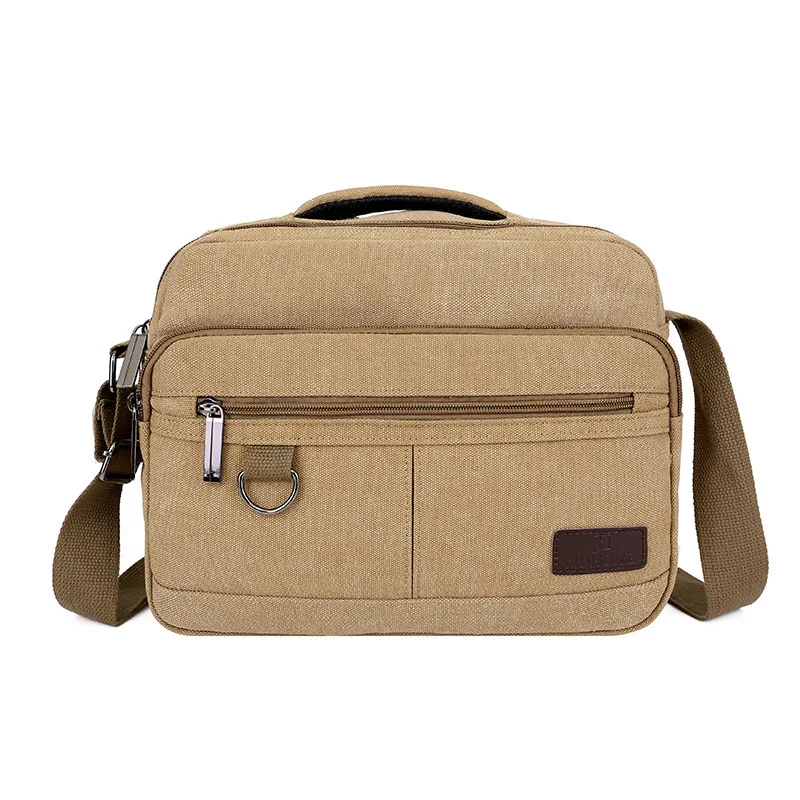 Men's Multi-pock Soft Canvas Messenger Bag Zipper Open Casual Travel School Shoulder Crossbody Pack High Quality Unisex Handbags