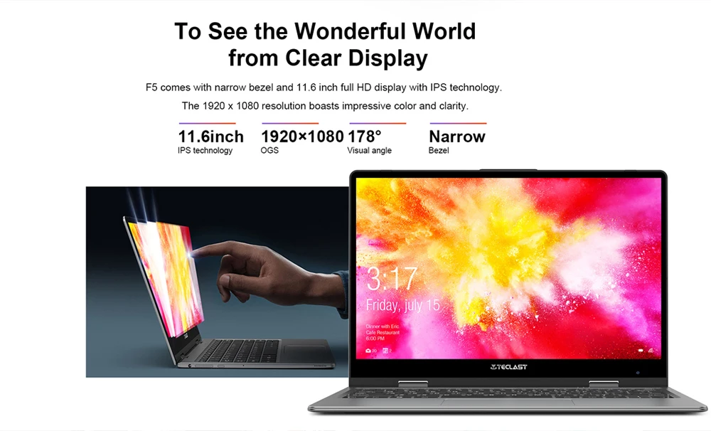 Ноутбук Teclast F5 с ОС Windows 8 ГБ ОЗУ 256 ГБ SSD Intel Gemini Lake N4100 1920*1080 Быстрая зарядка 360 Вращающийся сенсорный экран ноутбук