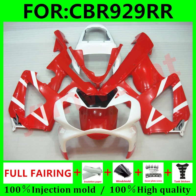 

NEW Motorcycle Injection mold fairing For HONDA CBR 929RR 00 01 CBR929RR CBR929 RR 2000 2001 bodywork Fairings set red white