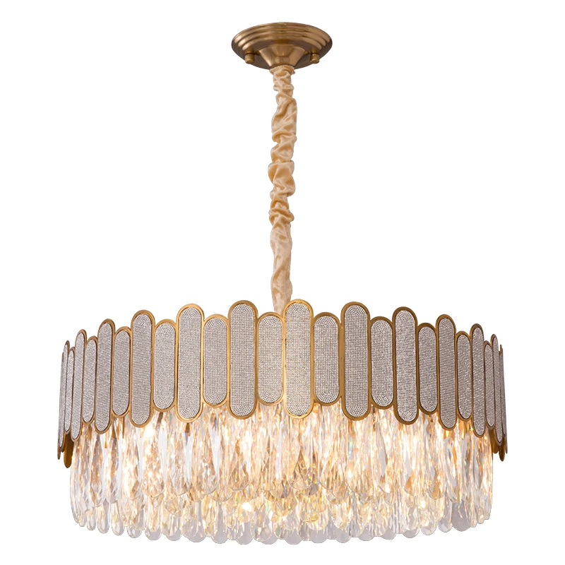 

LED Modern Round Little Diamond Crystal Gold Designer Chandelier Light Fixture Celling Hanging Lamp Dinning Room Home Decor