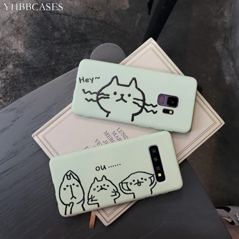 YHBBCASES Забавный рисунок милой кошки Чехол для телефона samsung S105G S8 S9 Plus мультфильм