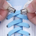 Плоские эластичные шнурки для мужчин и женщин, круглые, в виде капсулы, металлические, без завязывания, шнурки для обуви, для спорта, улицы, прогулок, для ленивых, 1 пара