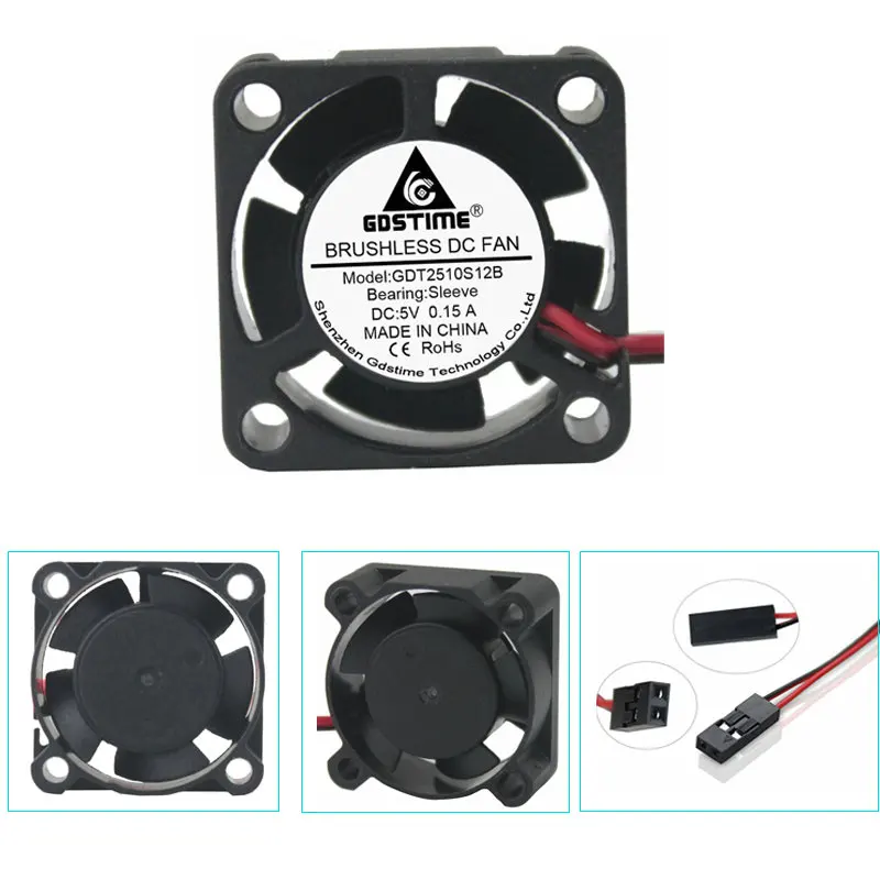 20 шт./партия Gdstime 2510 25 мм x 10 2510S 5 В 2Pin DuPont DC бесщеточная высокая скорость вентилятор