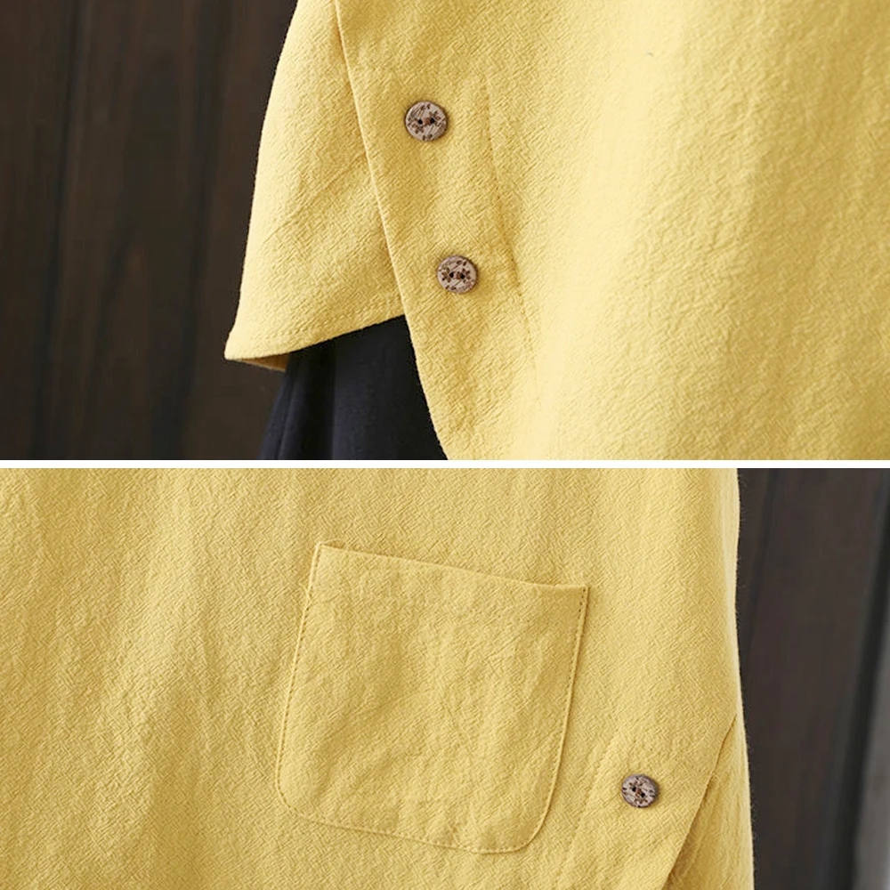 

2021 Summer White Blouse Women Cotton Linen Shirt Short Sleeve Solid O Neck Loose Casual Blouse Plus Size Tops Blusas