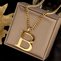 colorfast 316l stainless steel necklace simple atmospheric letter b pendant trendy hip hop fashion womens gift jewelry