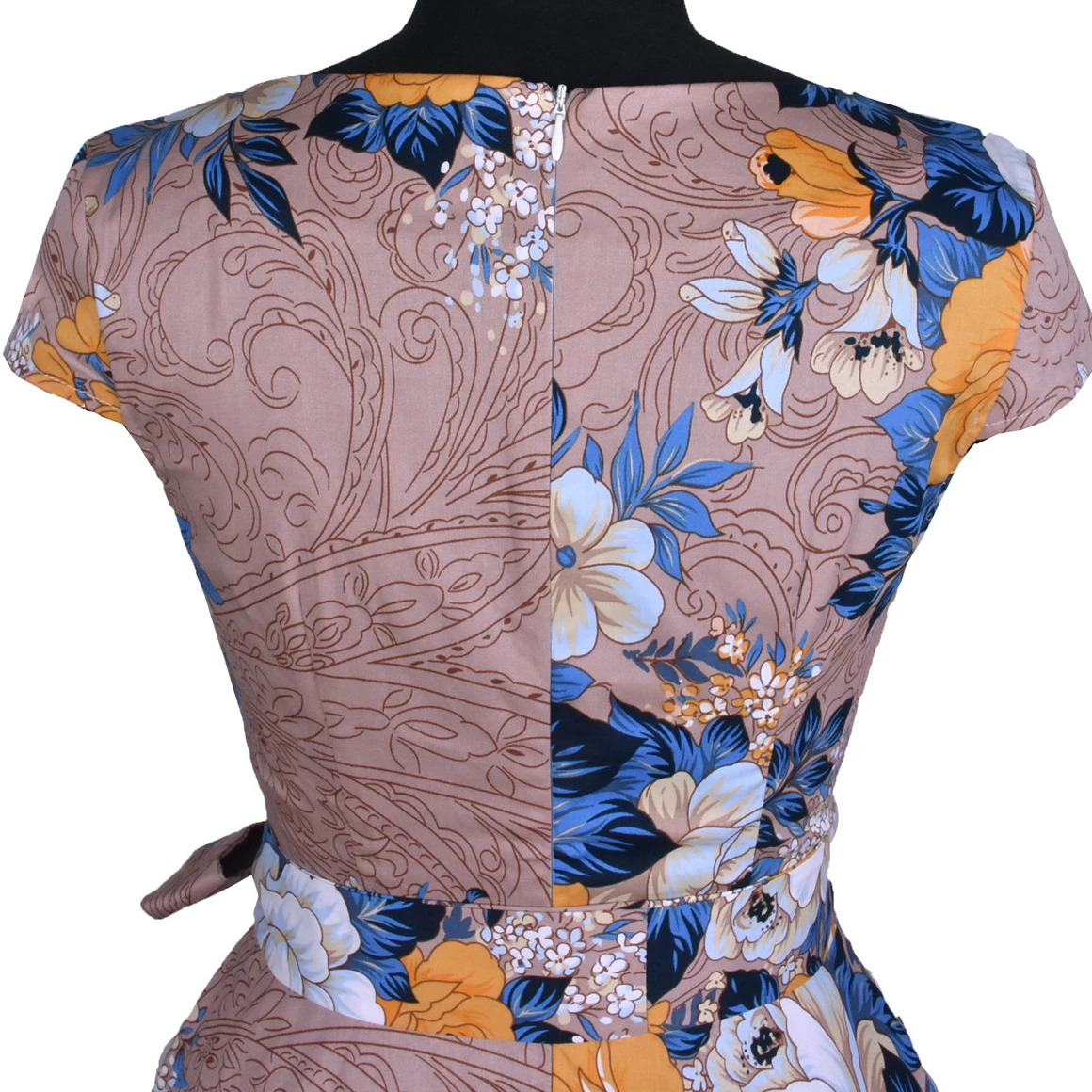 Женское винтажное платье с коротким рукавом Повседневное цветочным принтом v