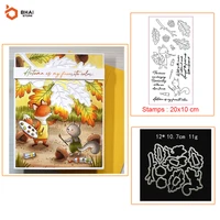 2021 new pine nuts fox clear stamps and metal cutting dies diy scrapbooking embossing album christmas seal punch stencils