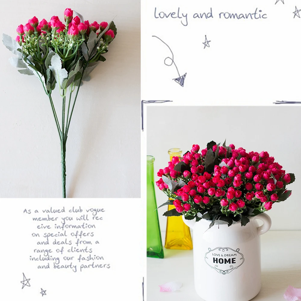 Имитация цветка Милан маленькая Роза Бутон 6 бутон мини вилка 36 гостиная спальня