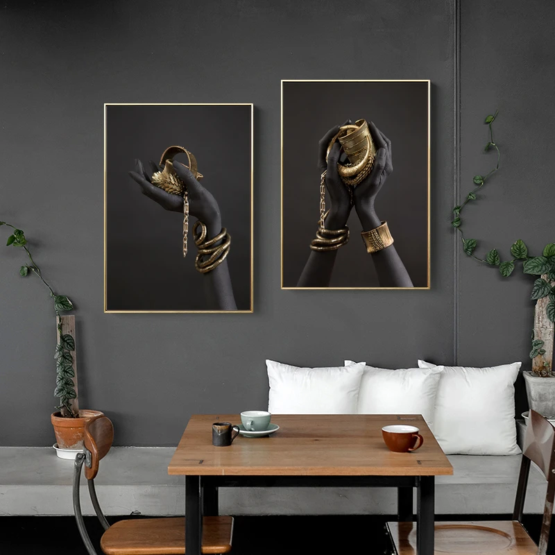 

Golden and Black African Canvas Painting Art Printed Oil Painting Canvas Print for Bedroom Hotel Office Wall Decoration no frame
