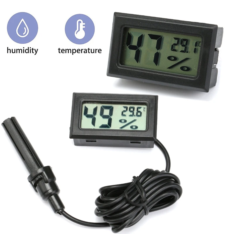 

Mini Digital LCD Thermometer Sensor Hygrometer Gauge Temperature Refrigerator Aquarium Monitoring Display Humidity Detector