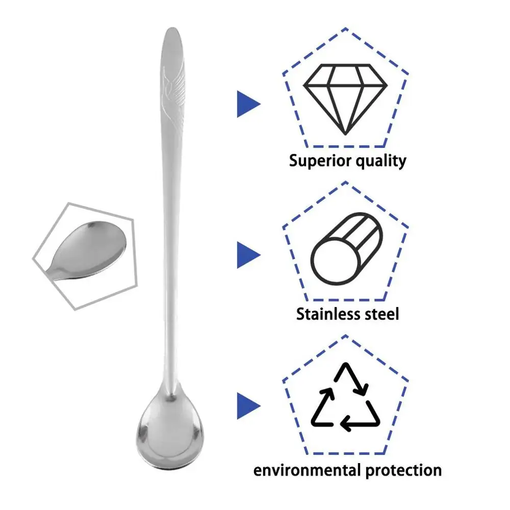 2020 длинная ручка из нержавеющей стали ложка для смешивания кофе мороженое
