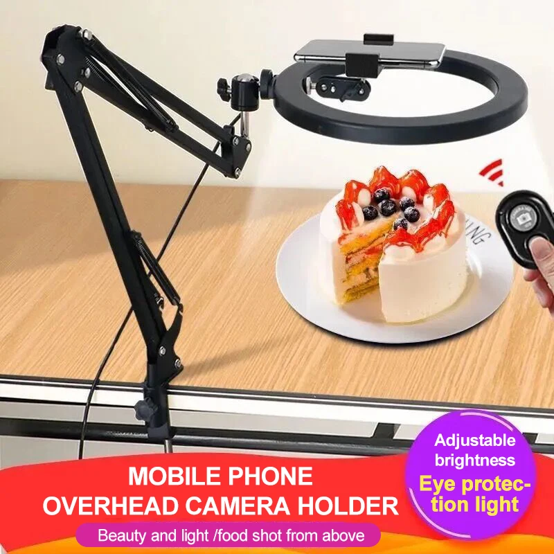 ring light with tripodphone stand holder carbon fiber desk tripod for phone ring lamp light clip for smartphone selfie stick free global shipping