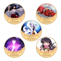 new inu ya sha gold plated coin collectibles with coin box japanese anime challenge gold coins medal souvenir gift