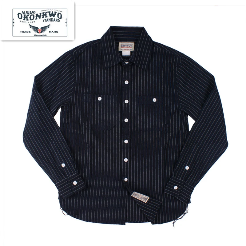 Новая мужская рубашка OKONKWO в Вертикальную Полоску топы с длинными рукавами для