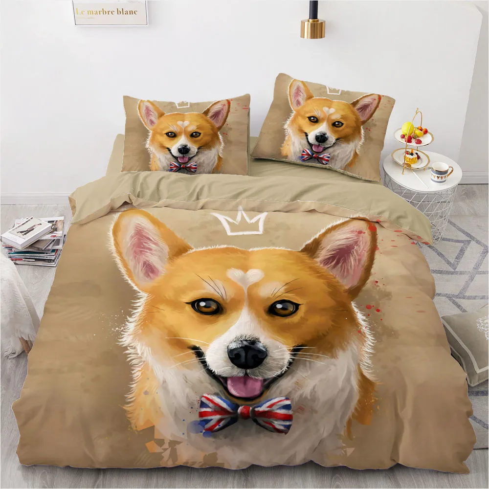 

3D Printed Bedding Sets luxury Cartoon Cute Dog Roclet Astronaut Single Queen Double Full King Twin Bed For Home Duvet Cover