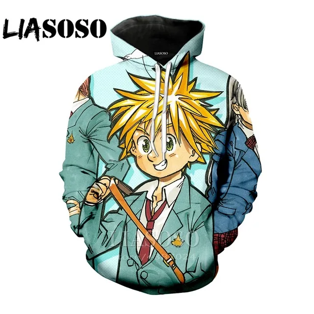 

LIASOSO 3D Print Women Men Nanatsu No Taizai Hoodie Hoodies Anime 2020 Sweatshirts Harajuku Tops Tracksuit Pullover Lounge Wear