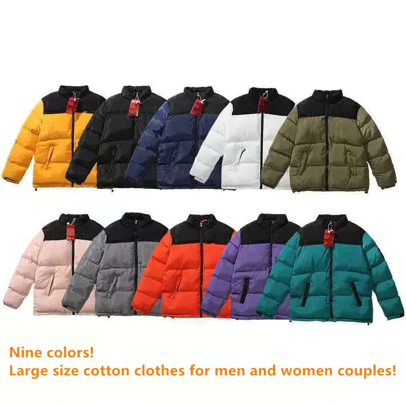 

Winter America Brand North Parkas Mixed Colors Couple Luxury Cotton Coats Casual Stand Collar Warm Down Puffer JacketsMen/women