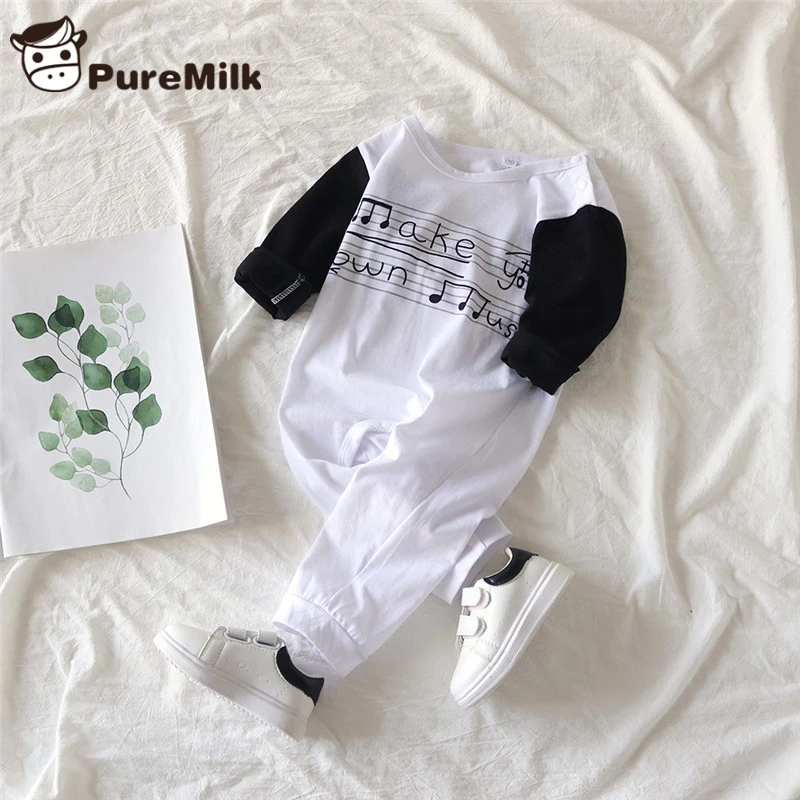 PureMilk/Детские комбинезоны; цвет белый, черный; Одежда для новорожденных; повседневная одежда для малышей