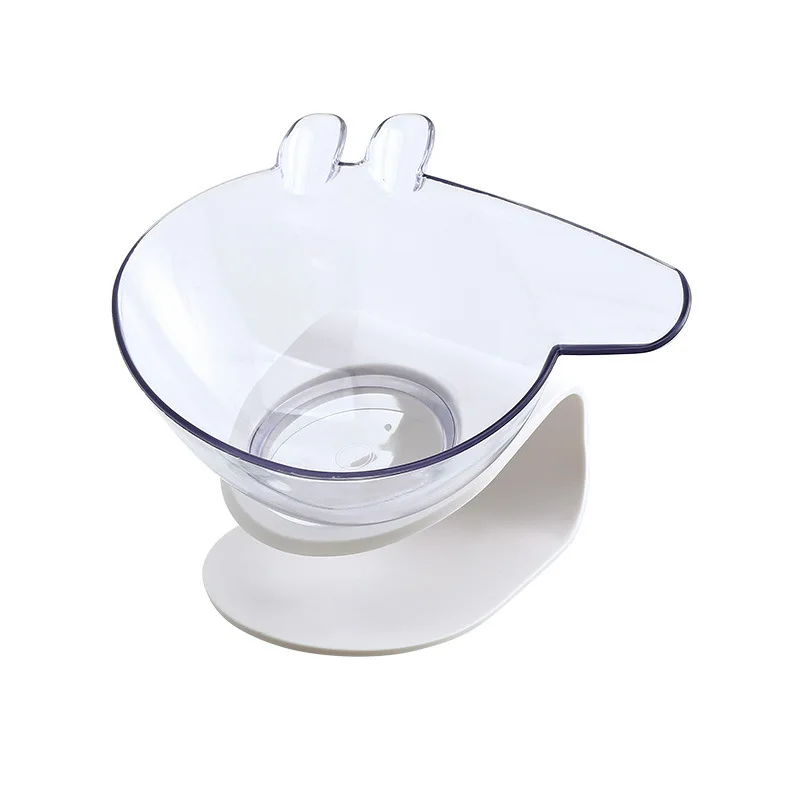 

Cat Dog Water Bowl Food Bowl Pet Bowl White Non Slip Transparent Dog Bowl Diagonal Cervical Protection Pet Single Bowl