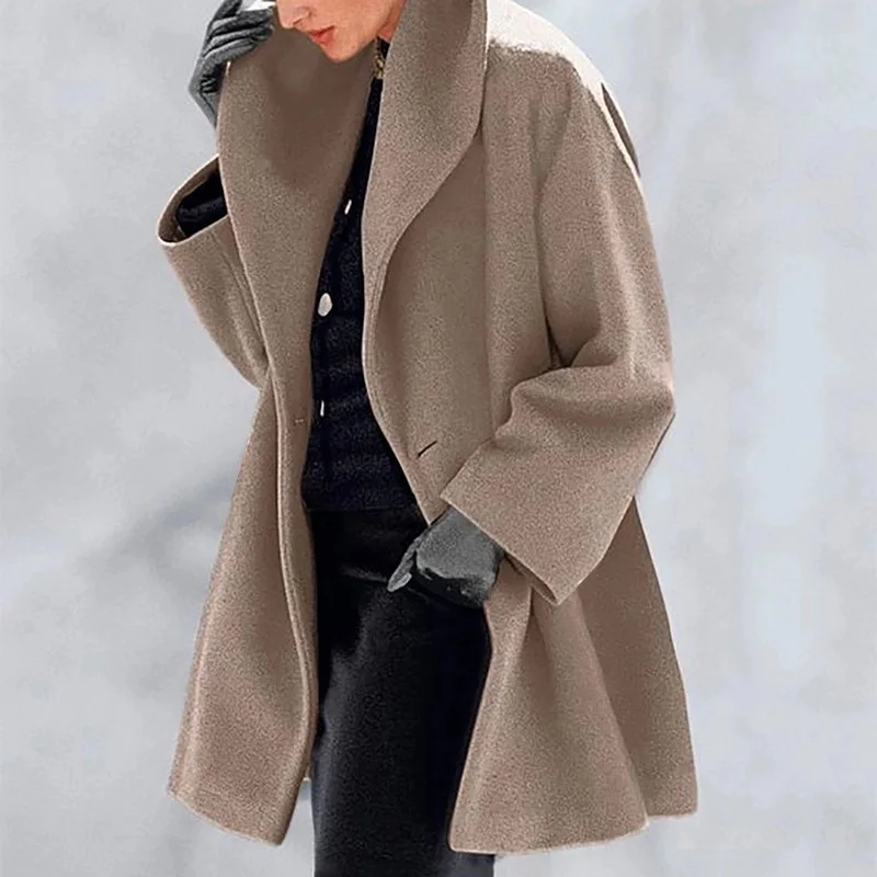 

Women Outwear Vintage Coat Female Stand Collar Warm Long Cardigan Tops Office Lady Casual Oversized Coats Jacket Women Autumn