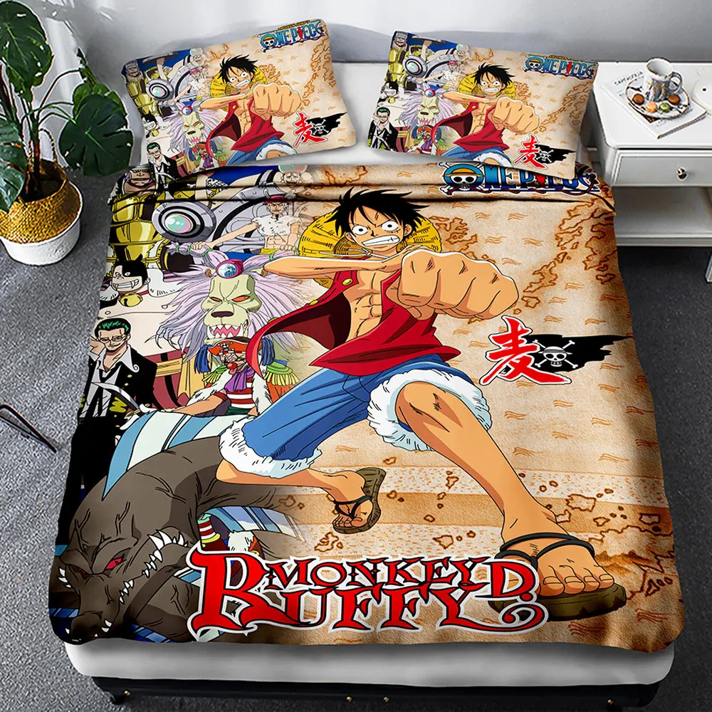 

Bedding Set 3D Print Anime Monkey D Luffy Chopper Duvet Cover Kids Bed Cover Quilt Children Home Textiles 3PCS Luxury