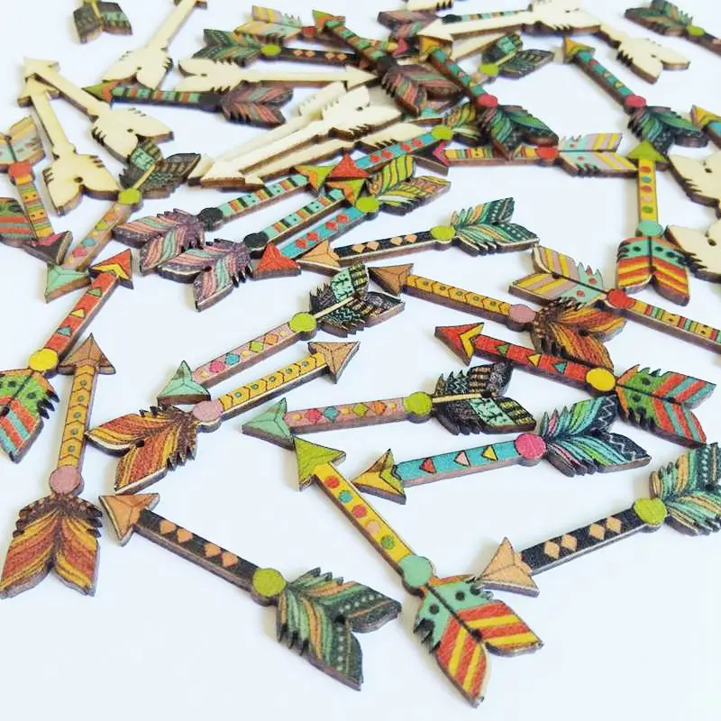 50 шт./упак. смешанные напечатанные пуговицы со стрелками Декоративные