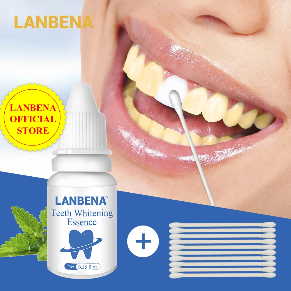LANBENA отбеливатель для белых зубов, стоматологический отбеливатель, гигиена полости рта, очищающая Сыворотка для отбеливания зубов, удаляет пятна от налета