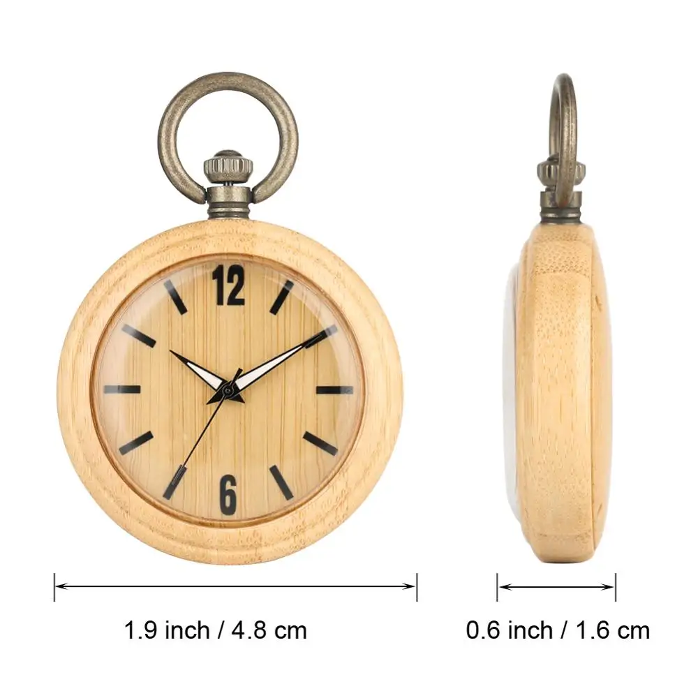 Карманные часы из натурального бамбука светящаяся указка резной циферблат
