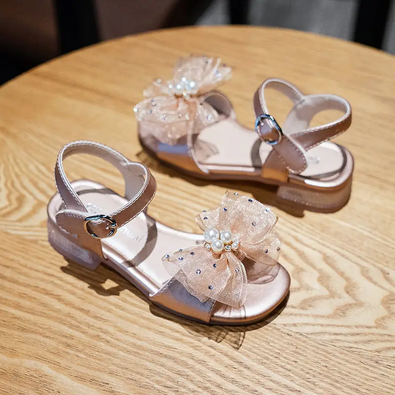 

Girls Sandals 2021 Summer New Open-toed Children's Shoes Girls Small High-heeled Princess Shoes Children Bow Shoes Tide