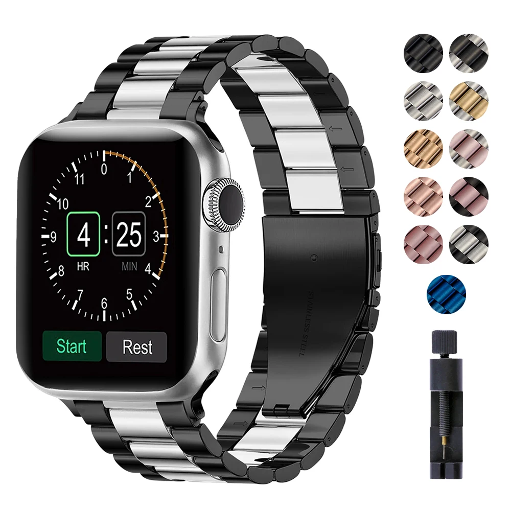 

Ремешок из нержавеющей стали для Apple watch band, классический металлический браслет для iWatch Series 6 5 4 3 2 42 мм 38 мм, 44 мм