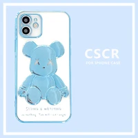 plating phone case for iphone 13 11 12 pro max xr xs luxury violent bear transparent silicone cover for iphone 11 7 8 plus cases