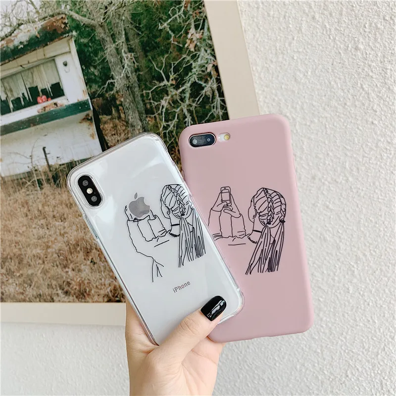 Чехол JAMULAR с изображением девушки из линии абстрактного искусства для iPhone 7 11 Pro XS