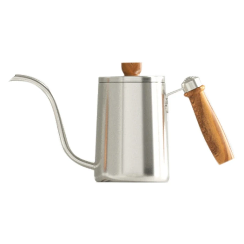 

304 Stainless Fine-Spout Pot 600Ml Coffee Pot with Wooden Handle Rosewood Handle Coffee Pot with Vertical Water