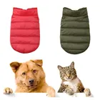 Теплая утепленная однотонная одежда для маленьких собак, зимнее пальто для собак, красный, зеленый, Рождественская куртка для собак, наряды, костюмы