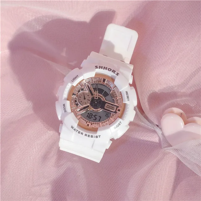 white gold Новинка, мужские цифровые часы со светодиодной подсветкой, новые Брендовые мини часы G, стильные часы, водонепроницаемые спортивные военные ударные часы для мужчин, Relojes Hombre - Цвет: white gold