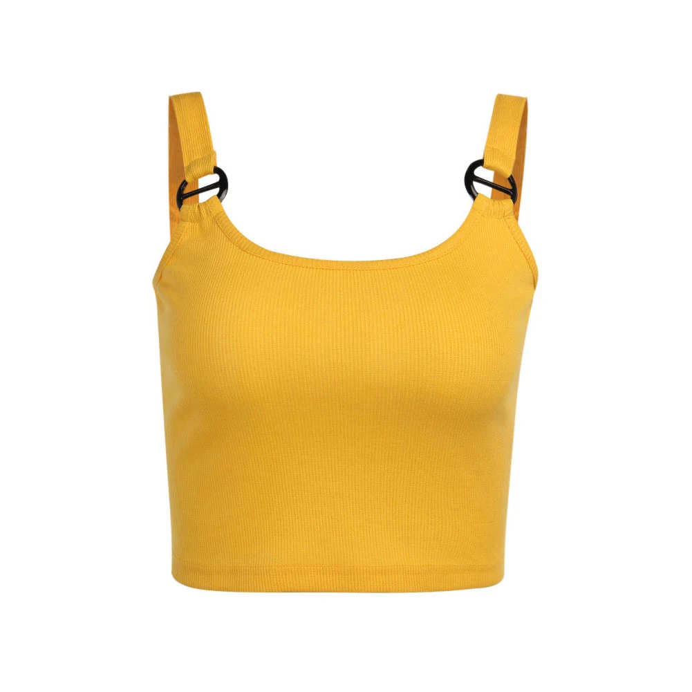 

Summer Sexy Short Camisole, Girls Fashionable Solid Color U-neck Sleeveless Backless Top Midriff-baring StreetwearDatingShopping
