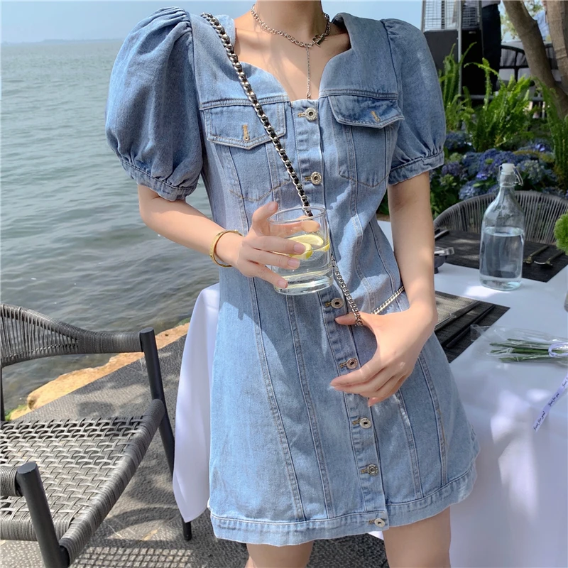 

cmaz 2021 summer women denim midi dress 3226#