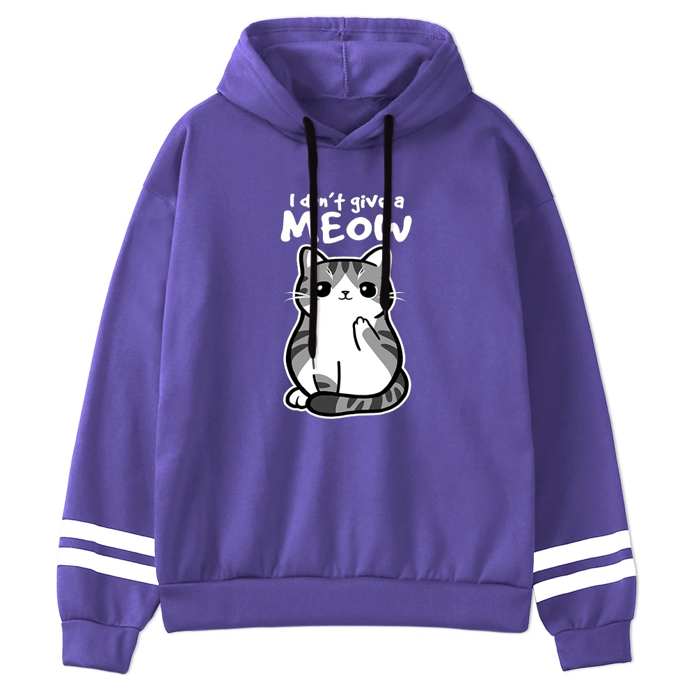 

I Don'T Give A Meow Cat Prints Sweatshirt Woman Warm Long Sleeve Harajuku Couple Clothes Kpop Streetwear Women's Casual Hoodies