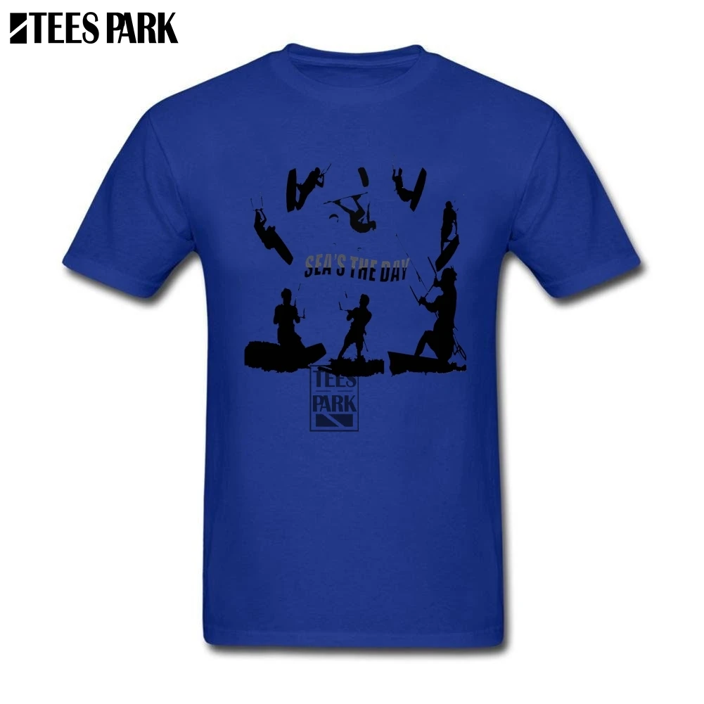 Seas The Day Kitesurfing Забавные футболки для мужчин с вырезом лодочкой короткий рукав 100%