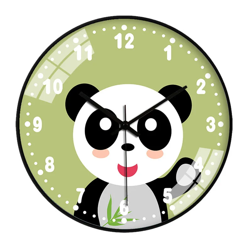 Милые детские настенные часы в виде панды подарки Декор бесшумные домашние