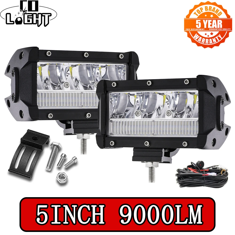 CO Супер яркий светодиодный рабочий светильник 5 дюймов комбинированные