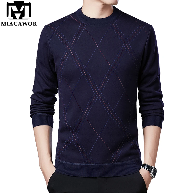 MIACAWOR новый брендовый свитер мужской зимний флисовый теплый пуловер повседневный