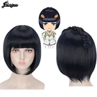 Парик Ebingoo для косплея из аниме Невероятные приключения, синтетический, с липким пальцем Бруно букшиатти, короткий, прямой, с коротким Бобом