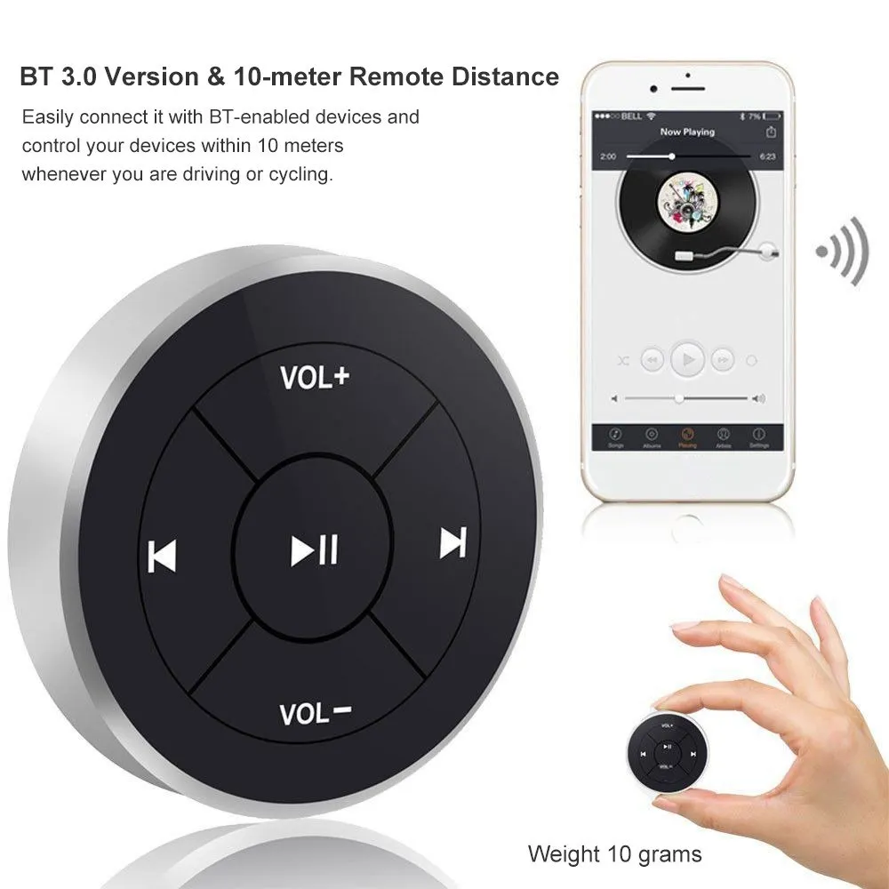 Беспроводная медиа-кнопка для автомобиля, Bluetooth 3,0, пульт дистанционного управления для руля, мотоцикла, велосипеда, музыки, мультимедиа-упр... от AliExpress WW