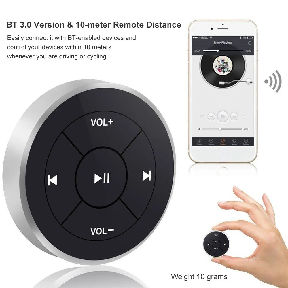BT-005 Wireless Media Button Bluetooth 3.0 Remote Control for Car Steering Wheel Motorcycle Bike Music Play Media Controller for