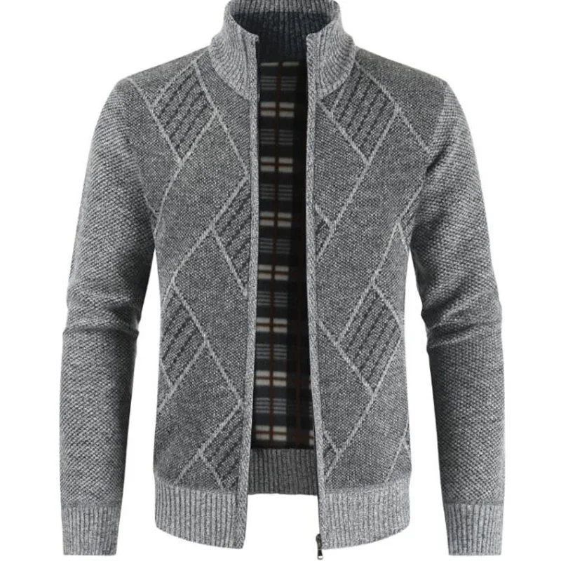 

Осенняя кашемировая мужская куртка с геометрическим принтом на молнии мужское Ретро зрелое деловое Мужское пальто с воротником-стойкой